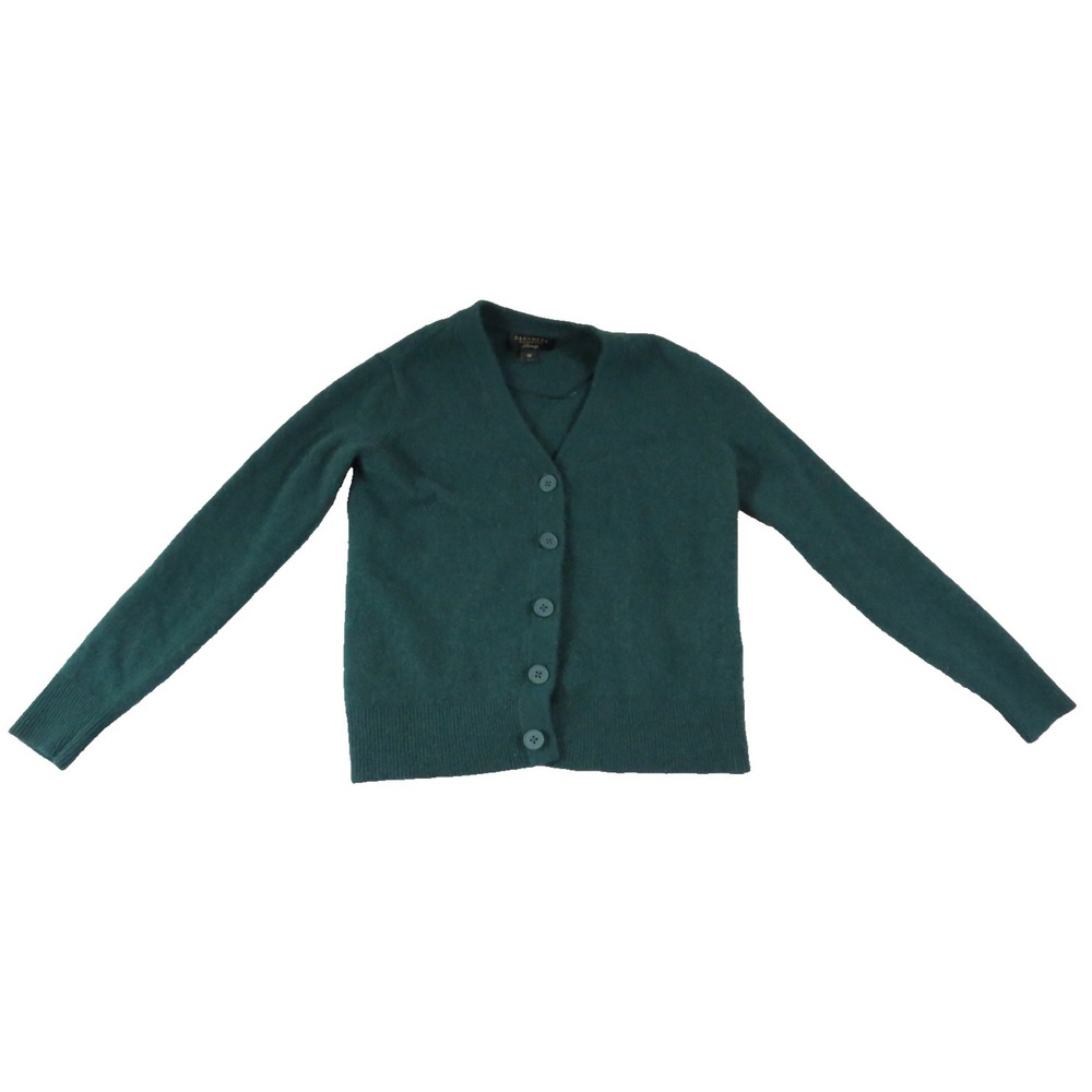 Charter Club Cardigan Womens XS 100% Premium Cashmere Green Button Front Sweater